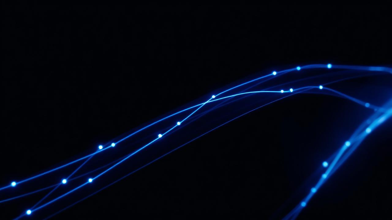 Blue fiber optic light strands representing the Agathis network