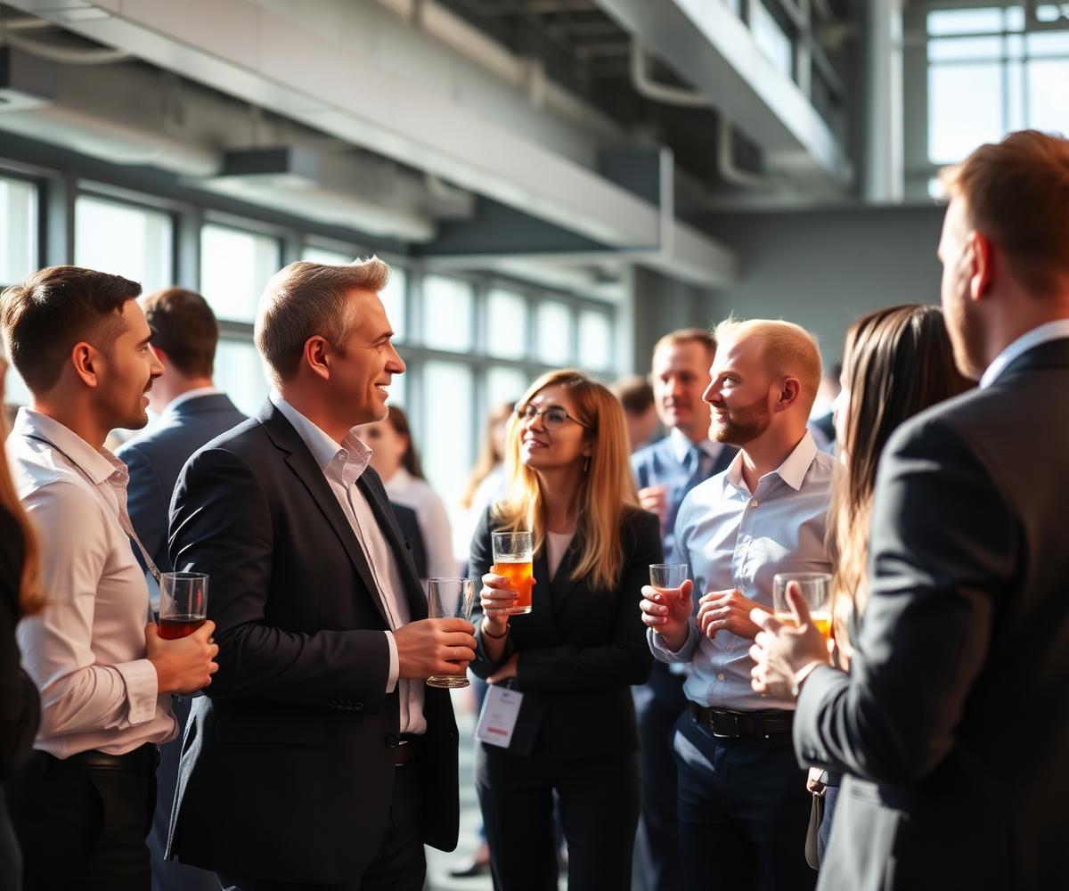 Business professionals networking at a corporate event